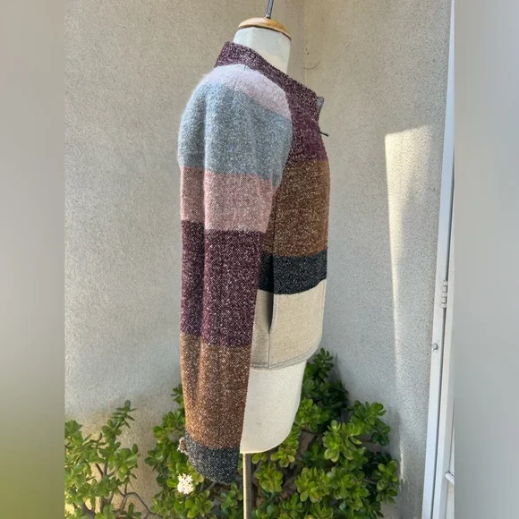 Dries Van Noten wool blend short jacket stripes earth tones Sz 38 XS